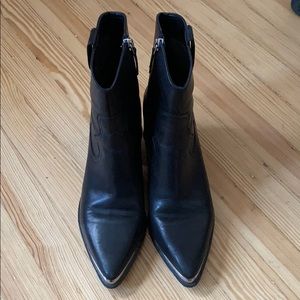 Black Leather Western Booties